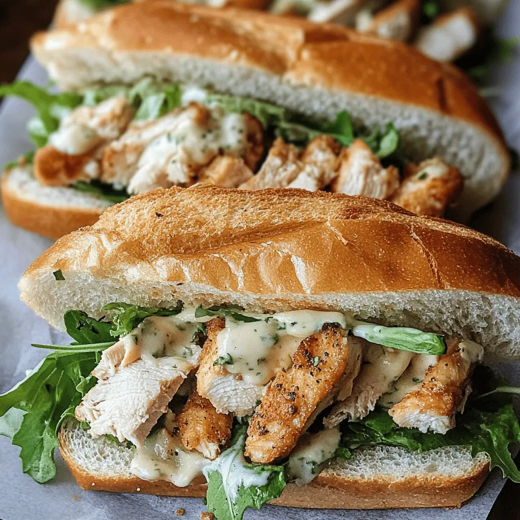 Upgrade your lunch game with these Chicken Caesar Sandwiches! Juicy grilled chicken, crispy romaine, and creamy Caesar dressing all packed between delicious bread make for the perfect meal. Great for picnics, quick dinners, or a tasty treat anytime. Save this recipe to enjoy flavorful, satisfying sandwiches anytime!
