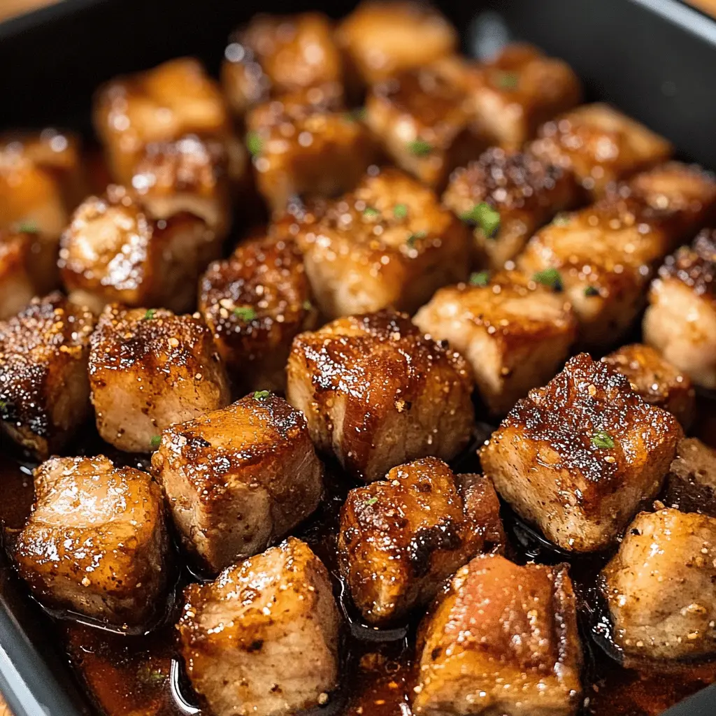 These Easy Pork Belly Bites are packed with flavor and are perfect for any gathering! With crispy edges and tender meat, they’re sure to be a hit. Made with simple ingredients and quick to prepare, you won't want to miss this delicious recipe. Save this pin to whip up these tasty bites for game day or your next family dinner!