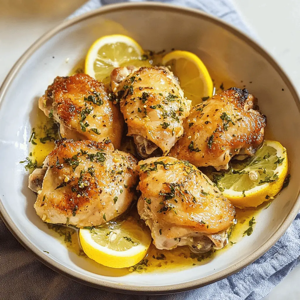 Juicy lemon garlic chicken thighs are perfect for weeknight dinners! This zesty dish pairs tender meat with vibrant flavors that everyone will love. With just a handful of ingredients, you can create a delicious meal in no time. Save this recipe for an easy and tasty dinner idea that's sure to impress your family and friends!