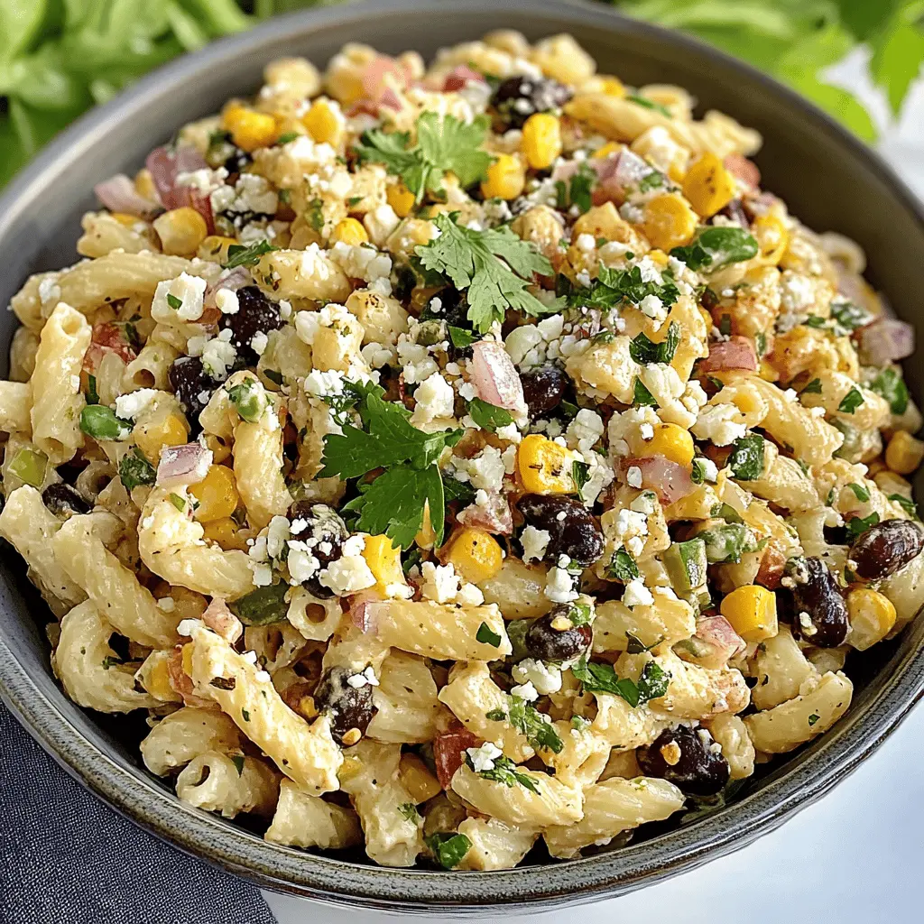 Get ready for a burst of flavor with this Mexican Street Corn Pasta Salad! This vibrant dish combines sweet corn, creamy dressing, and zesty spices for a refreshing twist. Perfect for summer barbecues or casual dinners, it's quick to whip up and sure to impress your guests. Save this recipe for your next gathering and bring some fiesta vibes to your table!