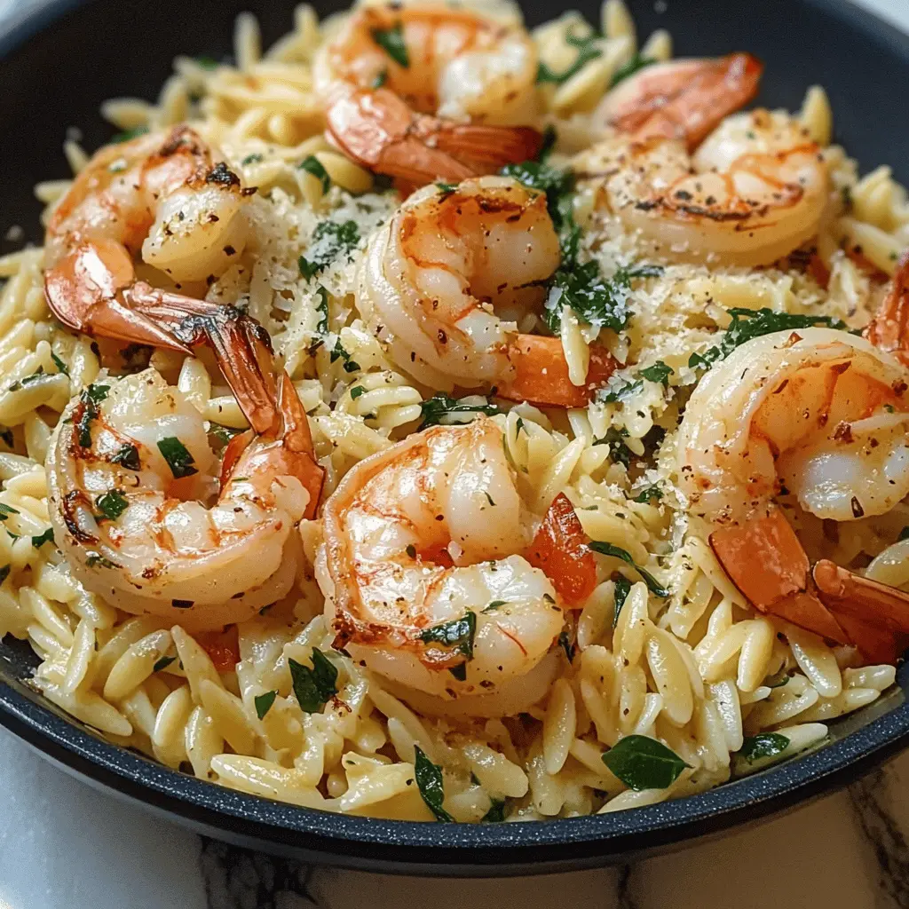 Quick, easy, and bursting with flavor, this One Pan Parmesan Orzo with Shrimp is a weeknight winner! Featuring tender shrimp, creamy parmesan, and perfectly cooked orzo, it’s a delightful dish that's sure to impress. Save this recipe for your next family dinner or date night, and enjoy a delicious meal with minimal cleanup!
