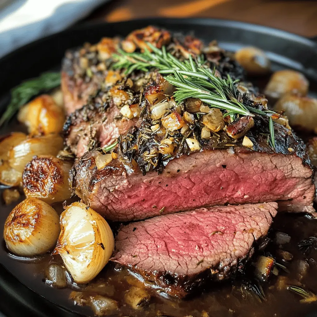 This Rosemary and Garlic Roast Beef recipe is the perfect centerpiece for your dinner table! With succulent flavors from fresh herbs and a juicy roast, it promises a mouthwatering experience. Ideal for family gatherings or special occasions, save this recipe to impress your guests! Enjoy a delicious slice of comfort with every bite.