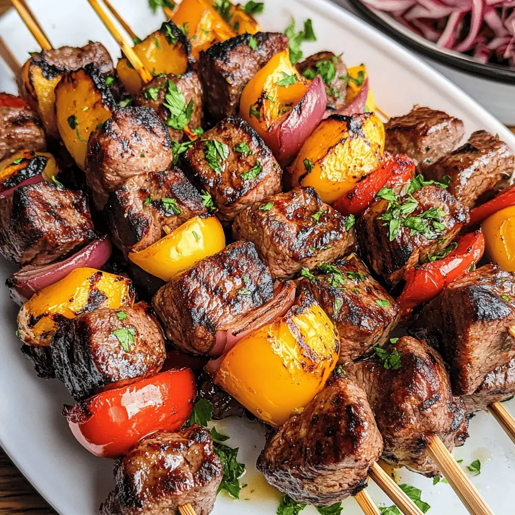 Looking for a delicious and easy dinner idea? These Steak Kabobs are packed with juicy marinated beef and colorful veggies, making them perfect for grilling or baking. Served with your favorite dipping sauce, they're great for weeknight meals or summer BBQs. Save this recipe for your next gathering and enjoy a tasty treat that everyone will love!