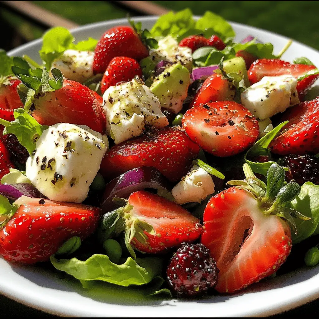 Brighten your meal with this refreshing Strawberry Fields Salad! Featuring sweet strawberries, crunchy pecans, and a zesty vinaigrette, this dish is perfect for picnics, light lunches, or as a side at gatherings. It's not just delicious; it's colorful and packed with vitamins. Save this recipe to impress your friends and enjoy a burst of flavor anytime!