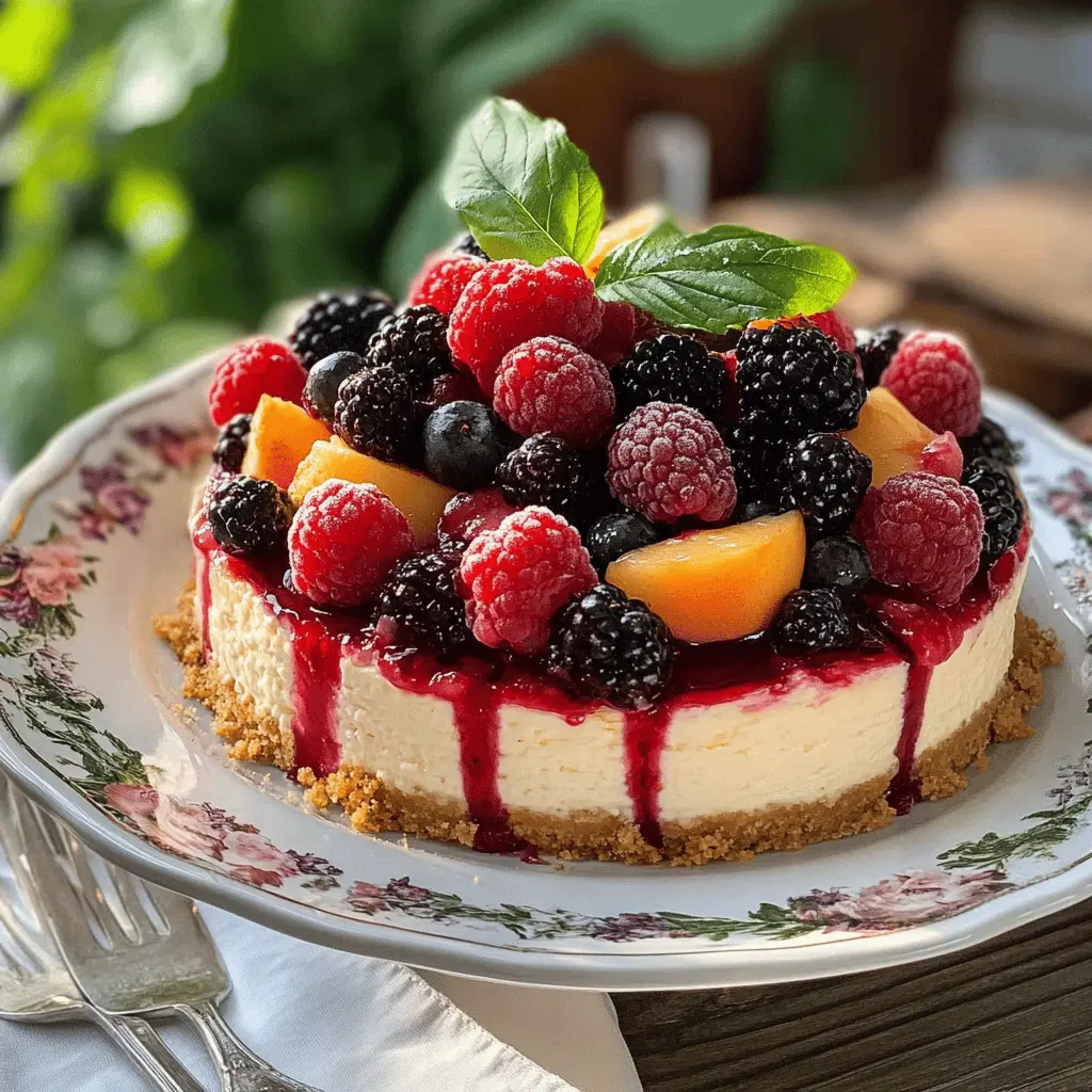 This Summer Berry and Peach Cheesecake is a delightful treat you'll want to enjoy all season long! With a creamy filling and a buttery crust, it features the perfect balance of sweet peaches and tart berries. Ideal for gatherings or a refreshing dessert at home. Save this delicious recipe for your next summer get-together!