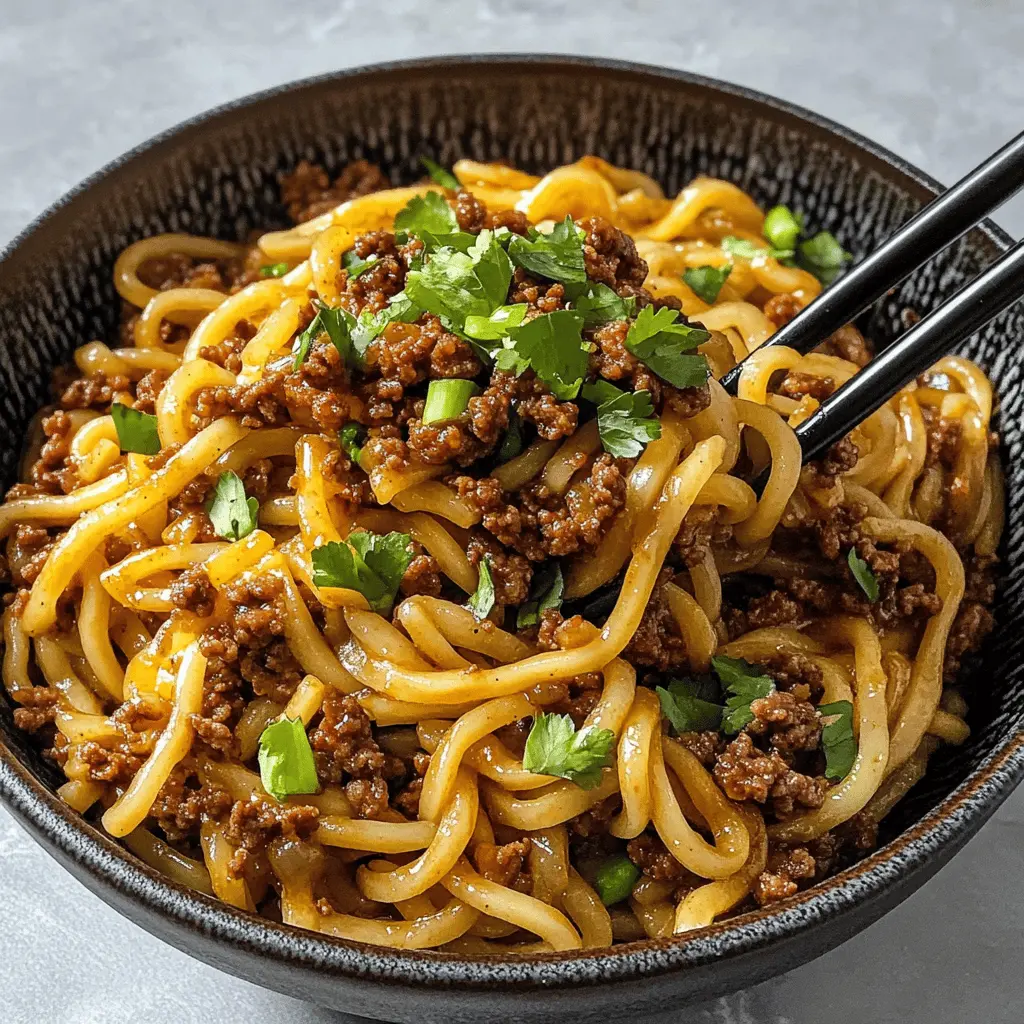 Quick and Easy Mongolian Ground Beef Noodles