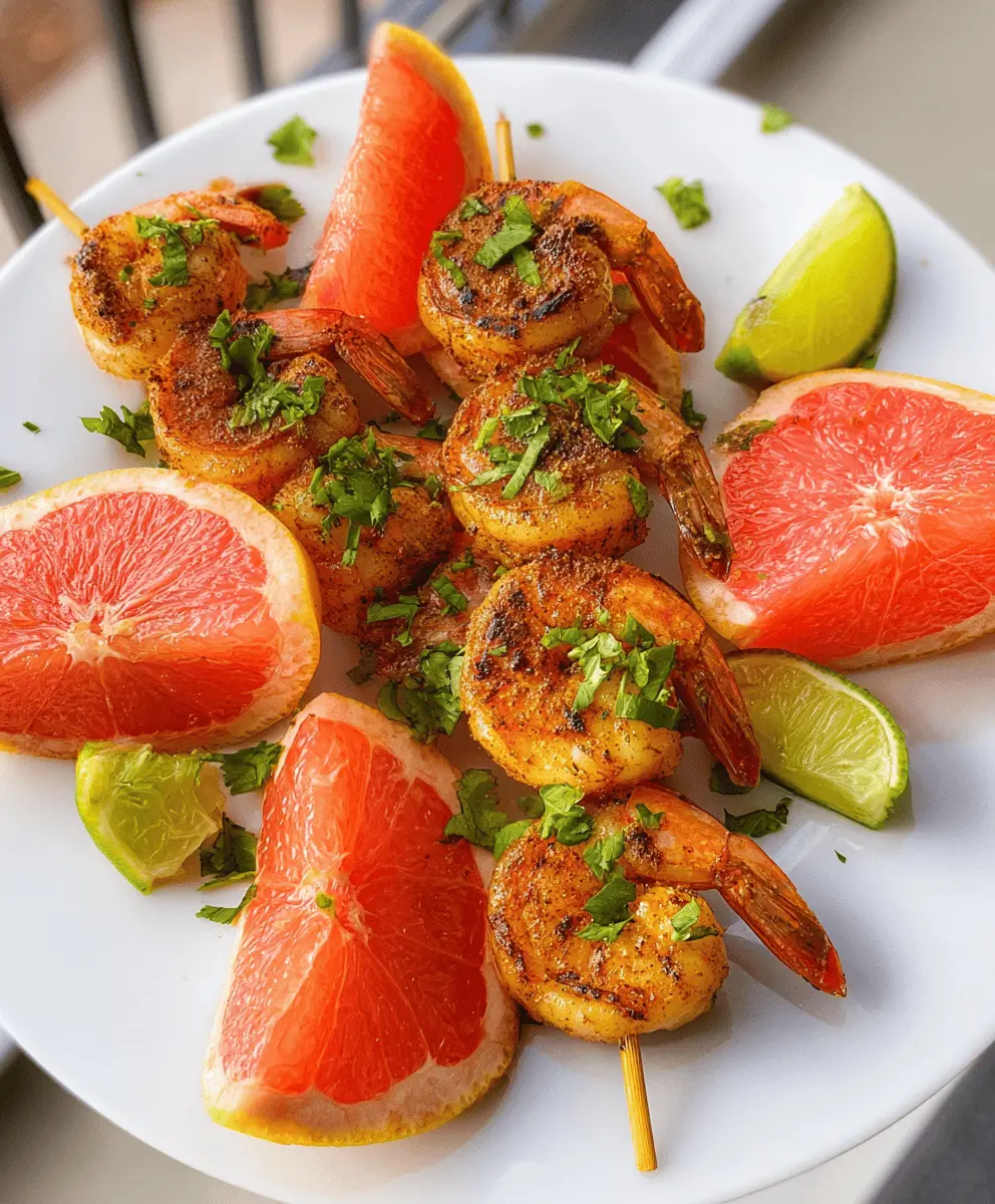 Easy Blackened Shrimp Grapefruit Skewers