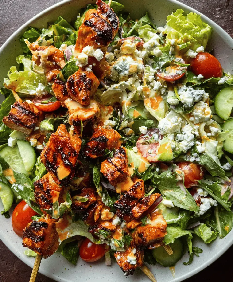 Easy Chopped Honey Buffalo Chicken Salad Skewers