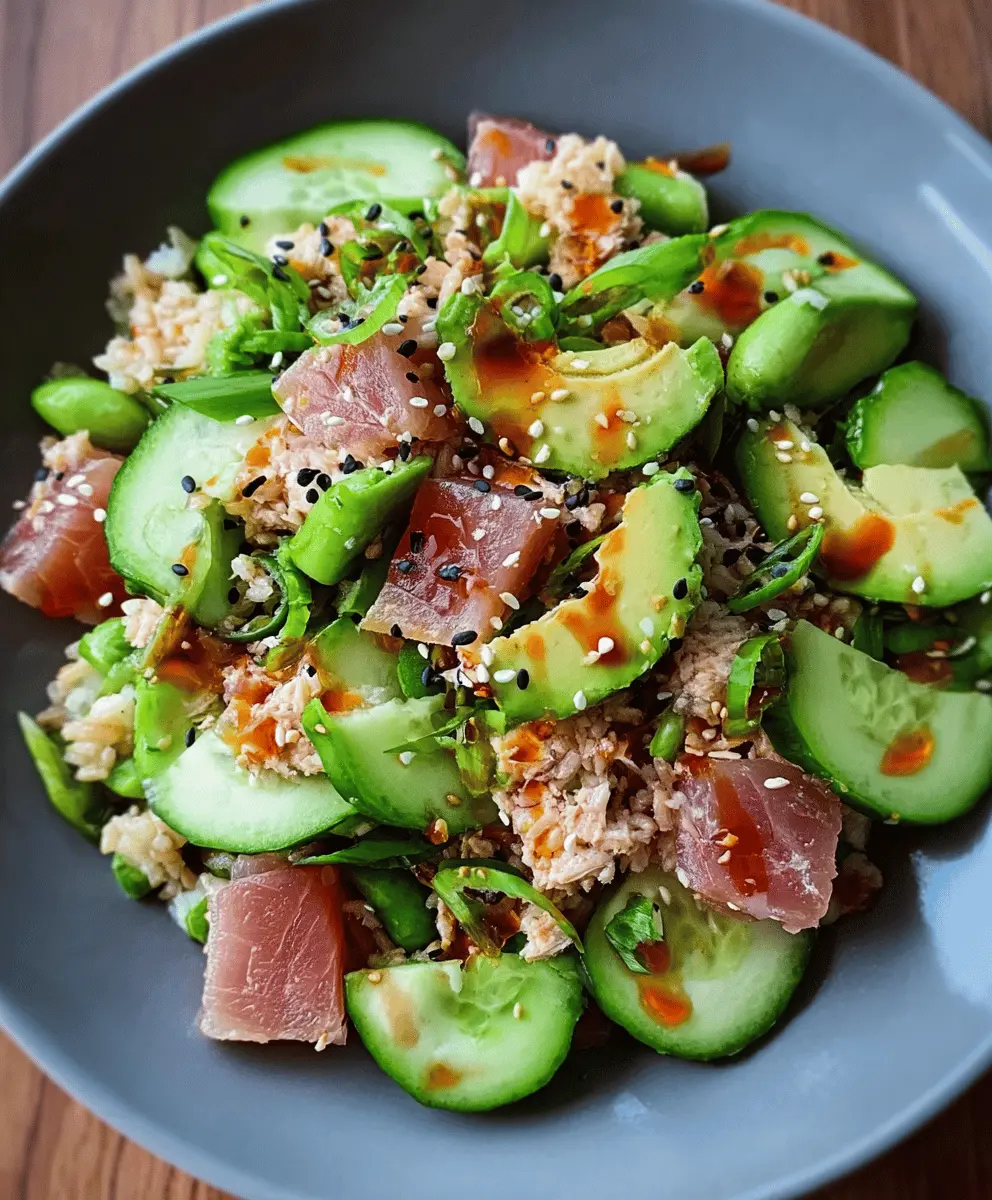 Easy Tuna Avocado Crispy Rice Salad