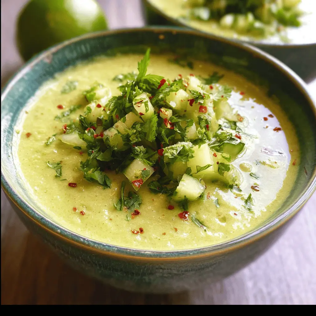 Refreshing Cold Thai Cucumber Avocado Soup with Cucumber Relish