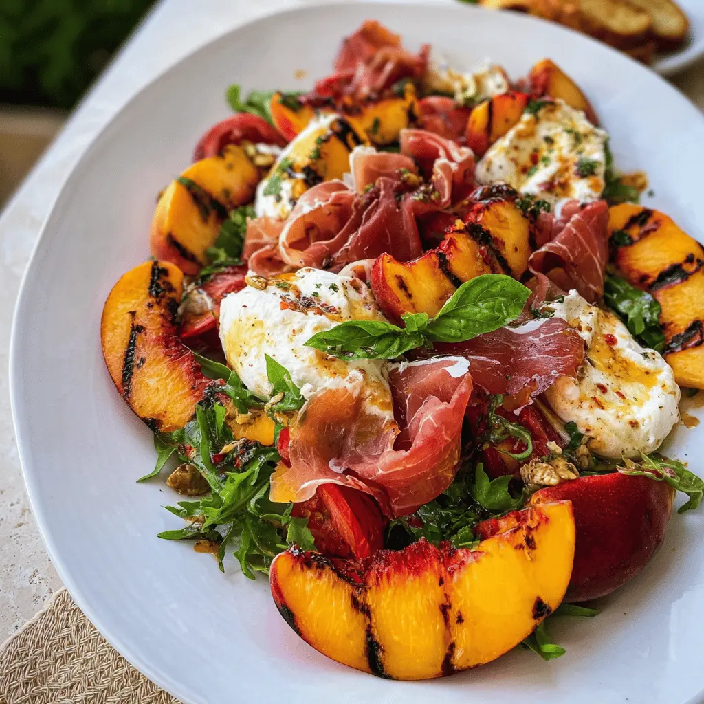 Easy Grilled Nectarine Burrata Prosciutto Salad