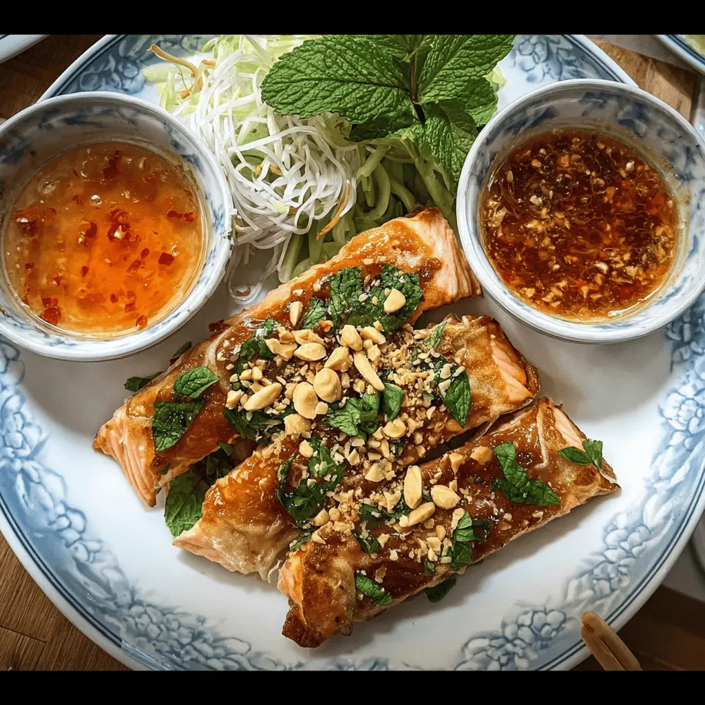 Easy Vietnamese Baked Salmon Spring Rolls Recipe