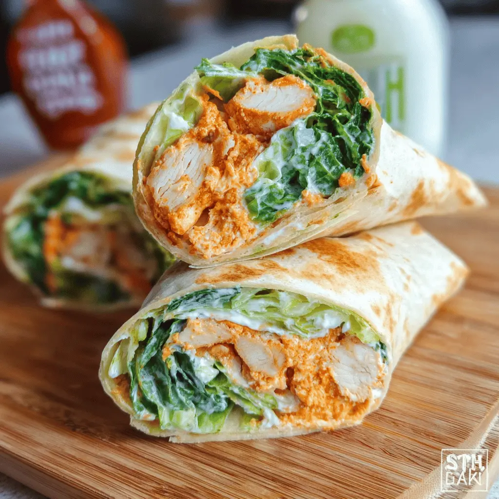 Easy Buffalo Chicken Caesar Salad Wraps