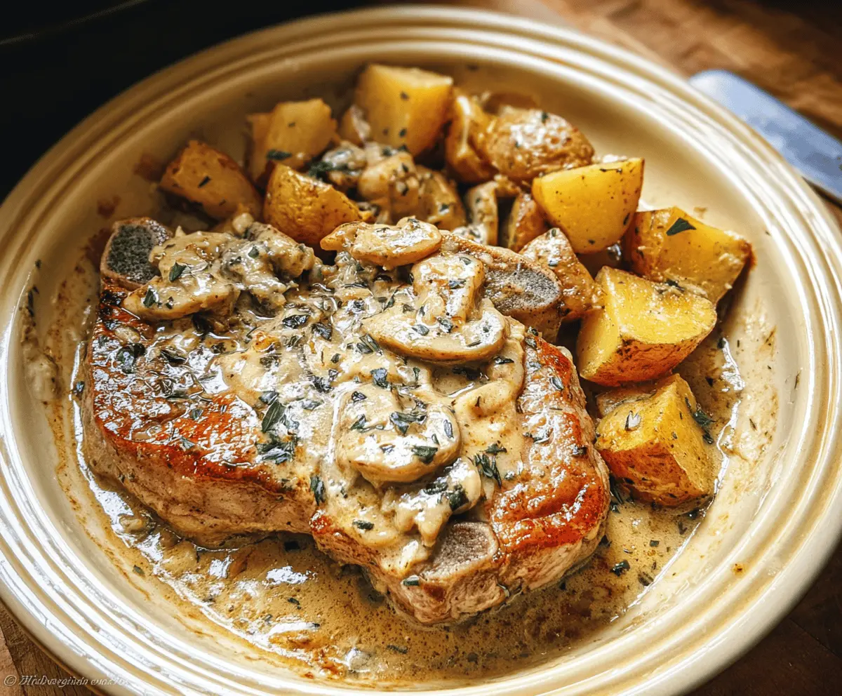 Creamy Garlic Pork Chops with Potatoes in Crockpot