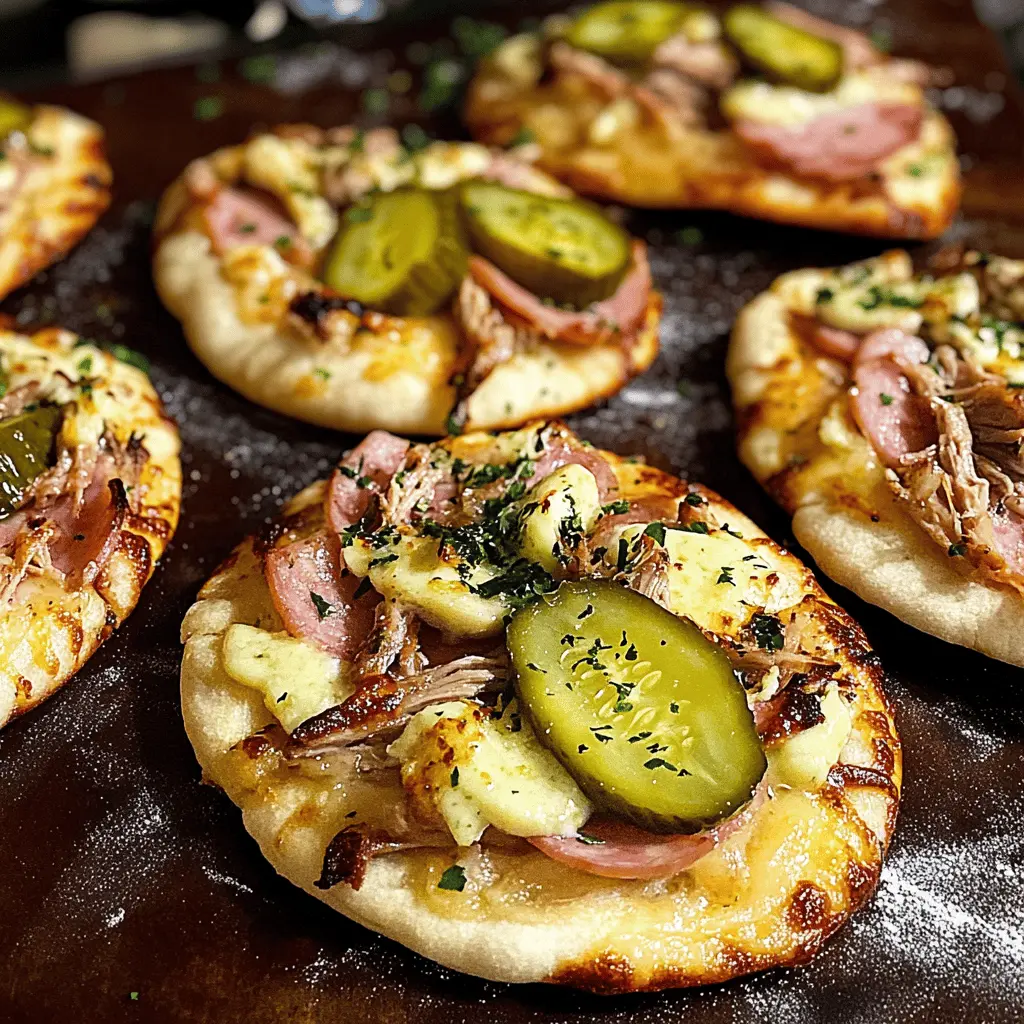 Easy Mini Cuban Naan Pizzas with Ham & Swiss