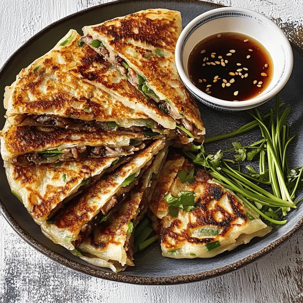Easy Spring Onion Pancakes with Sticky Pork and Soy Chili Sauce