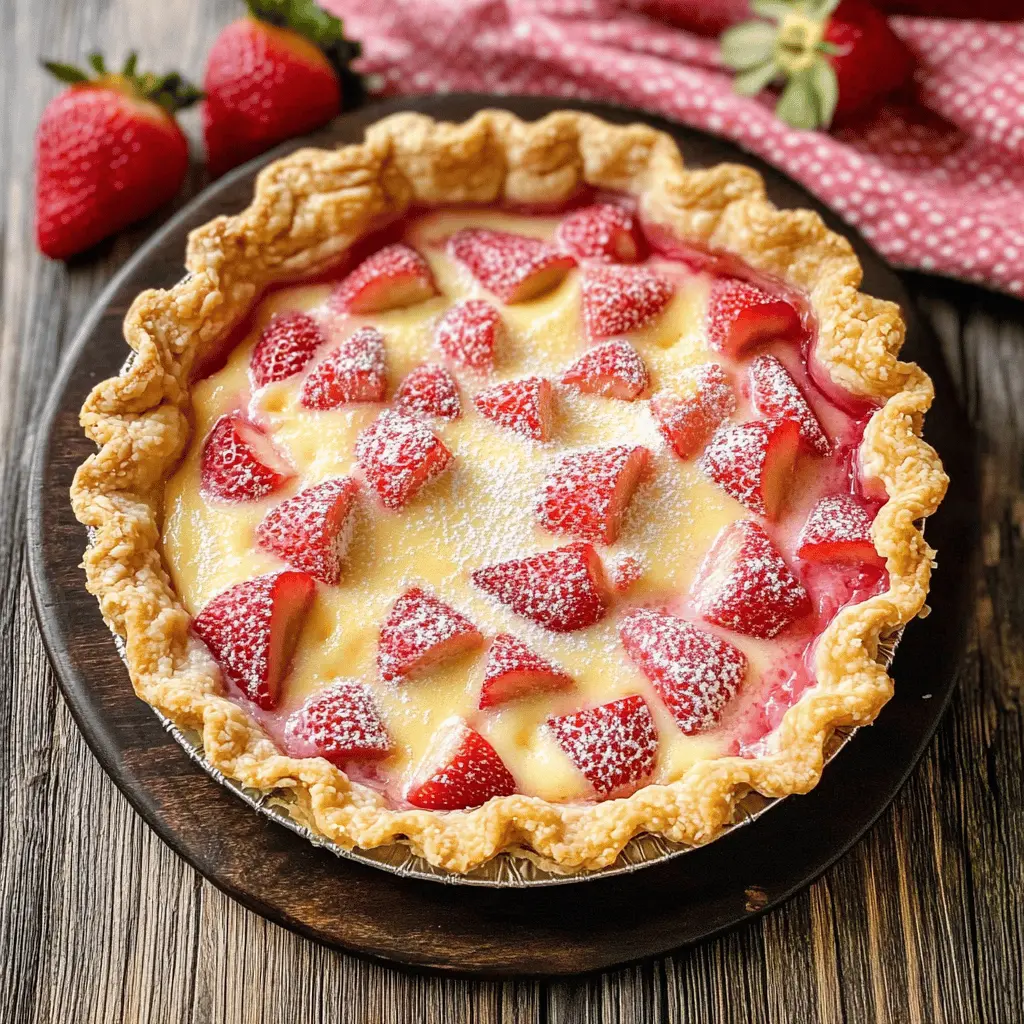 Easy Strawberry Rhubarb Custard Pie Recipe