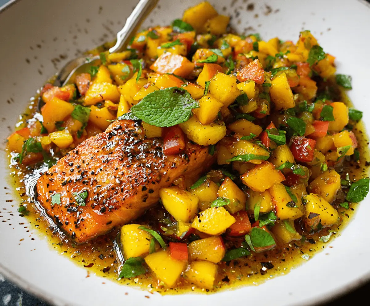 Easy Maple Ginger Salmon with Fresh Peach Salsa