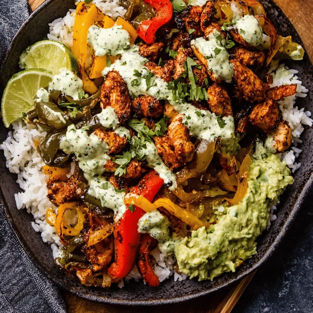 Easy Sheet Pan Poblano Chicken Fajita Bowls