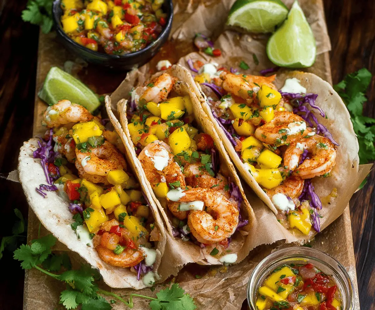 Spicy Shrimp Tacos with Sweet Mango Salsa