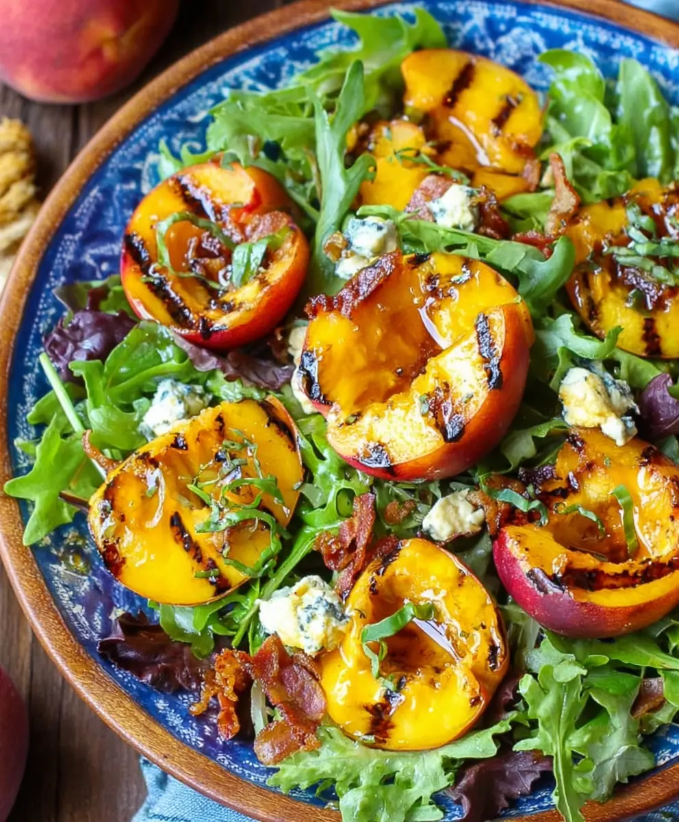 Summer Grilled Peach Salad with Sweet Honey Vinaigrette