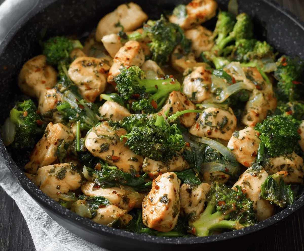 Easy Garlic Chicken with Broccoli and Spinach