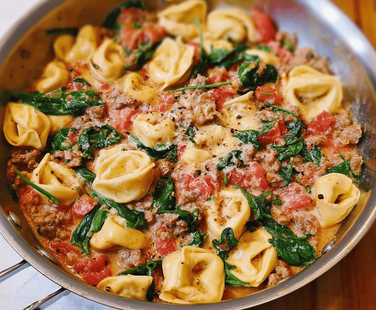 Creamy Sausage Tortellini with Spinach and Tomatoes