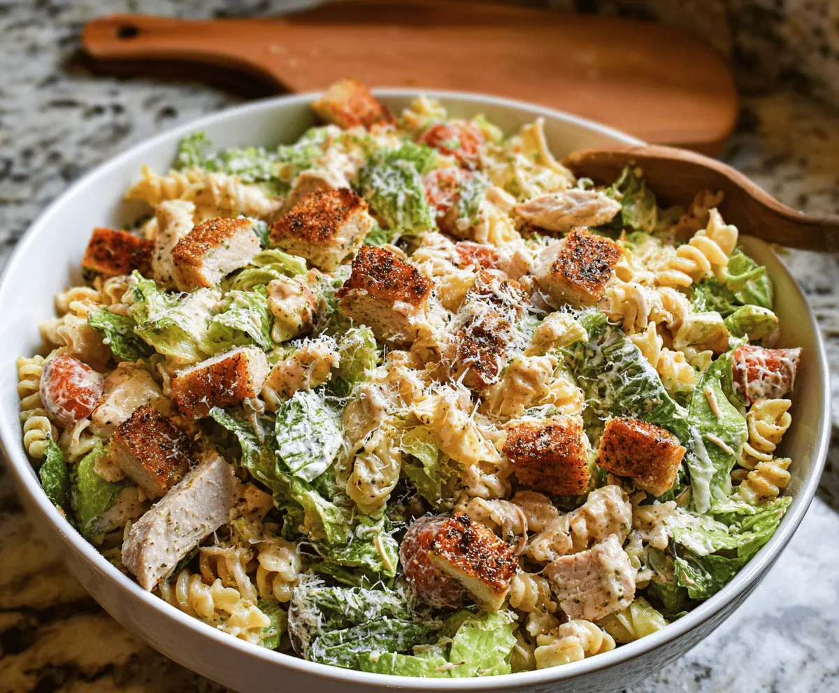 Easy Chicken Caesar Pasta Salad Recipe