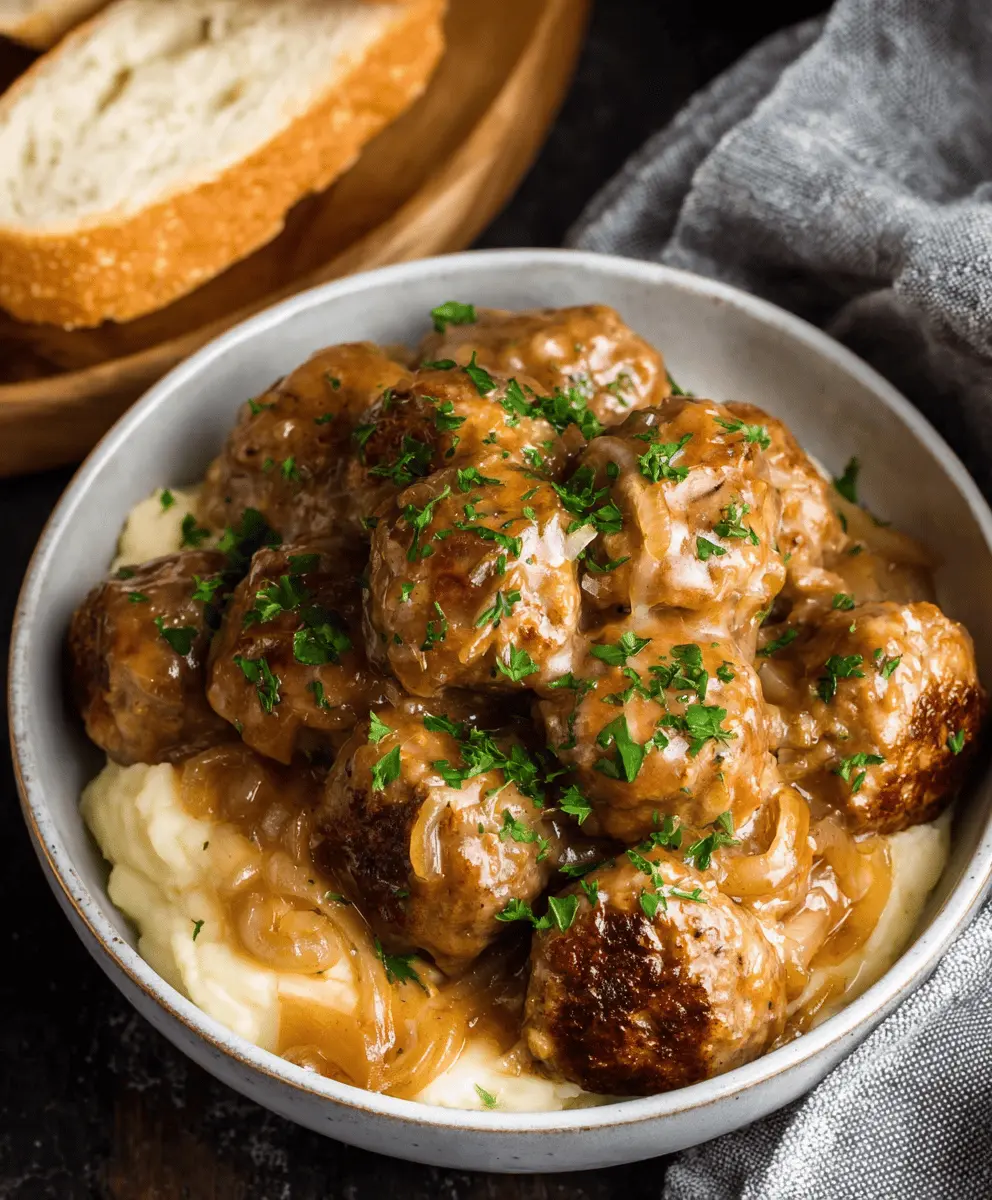 Easy Crock Pot French Onion Meatballs Recipe