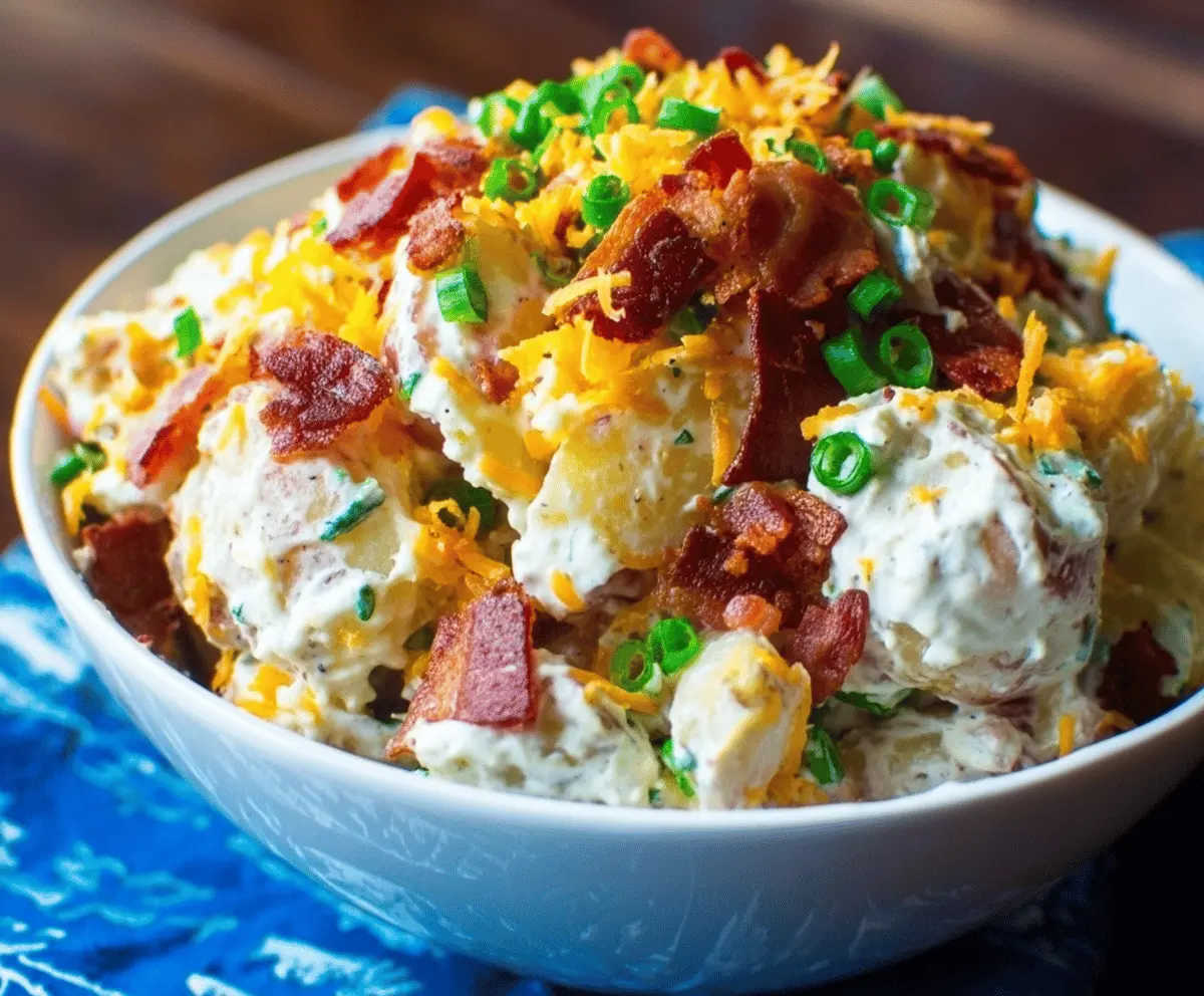 Creamy Loaded Bacon Ranch Potato Salad Recipe