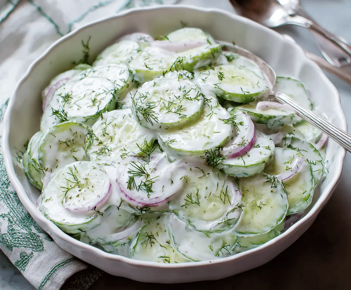 Easy Creamy Cucumber Salad Recipe