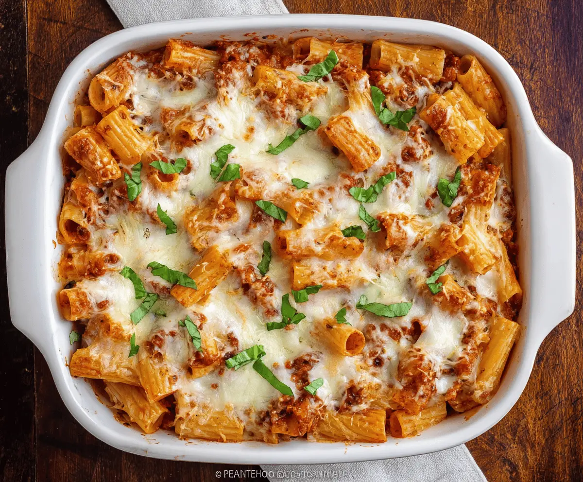 Easy Baked Rigatoni with Cheese and Sauce