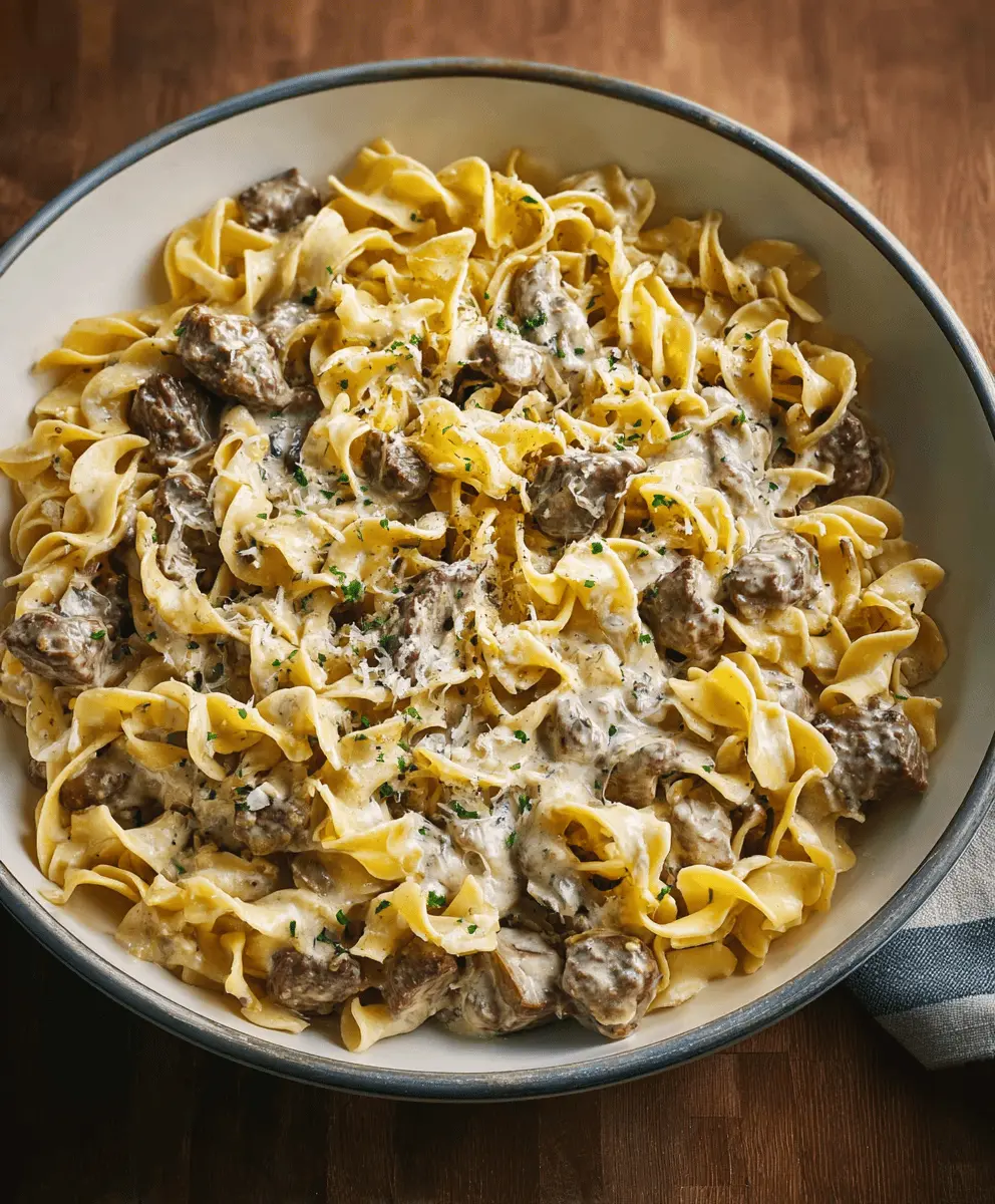 Easy Creamy Beef Stroganoff with Egg Noodles