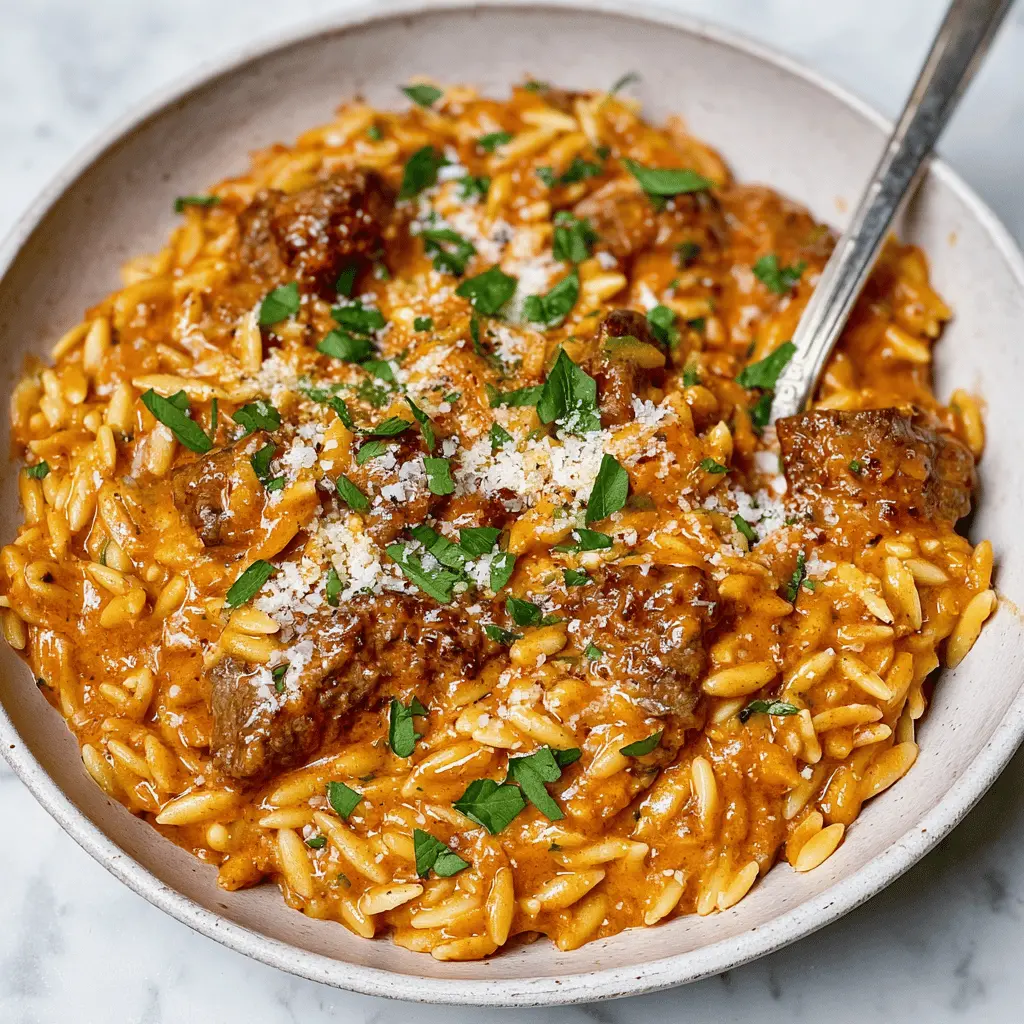 Creamy Tomato Beef Orzo Recipe
