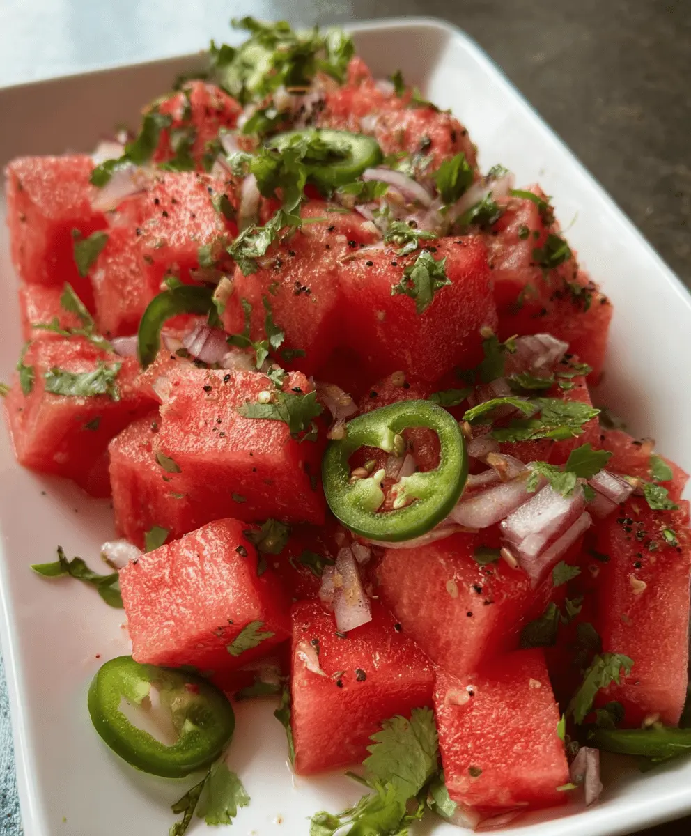 Spicy Watermelon Salad with Cilantro and Lime Twist