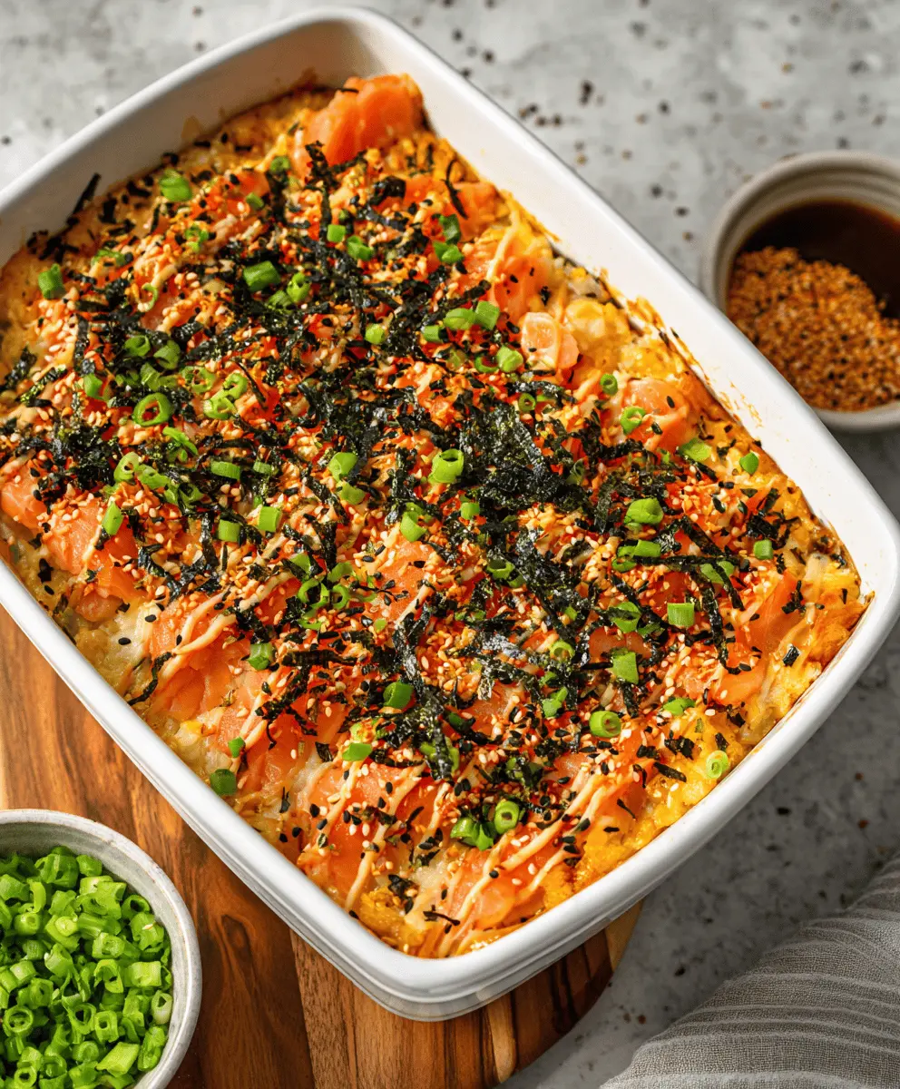 Easy Spicy Salmon Sushi Bake Recipe