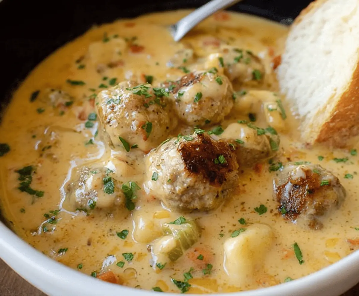 Easy Cheesy Meatball Soup in Crock Pot or Instant Pot