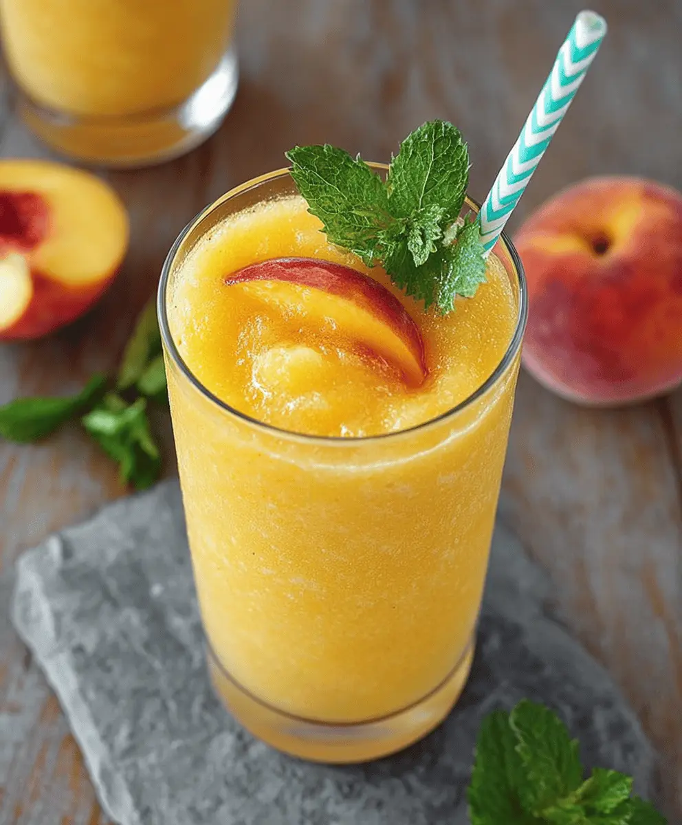 Refreshing Frozen Peach Lemonade Slushie Recipe