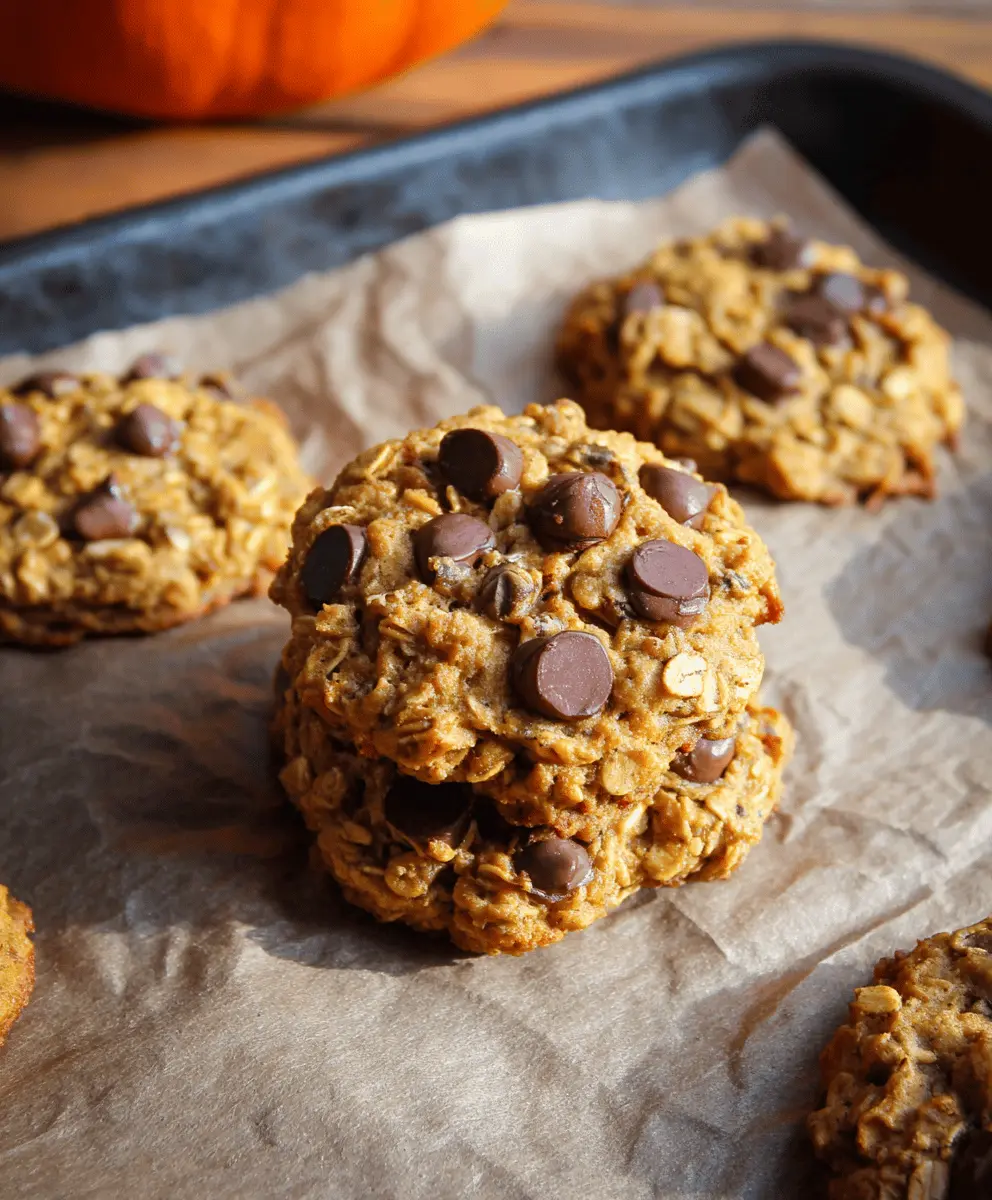 Soft and Chewy Pumpkin Chocolate Chip Oatmeal Cookies