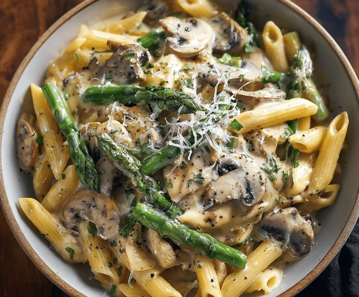 Creamy Mushroom Asparagus Chicken Penne Recipe