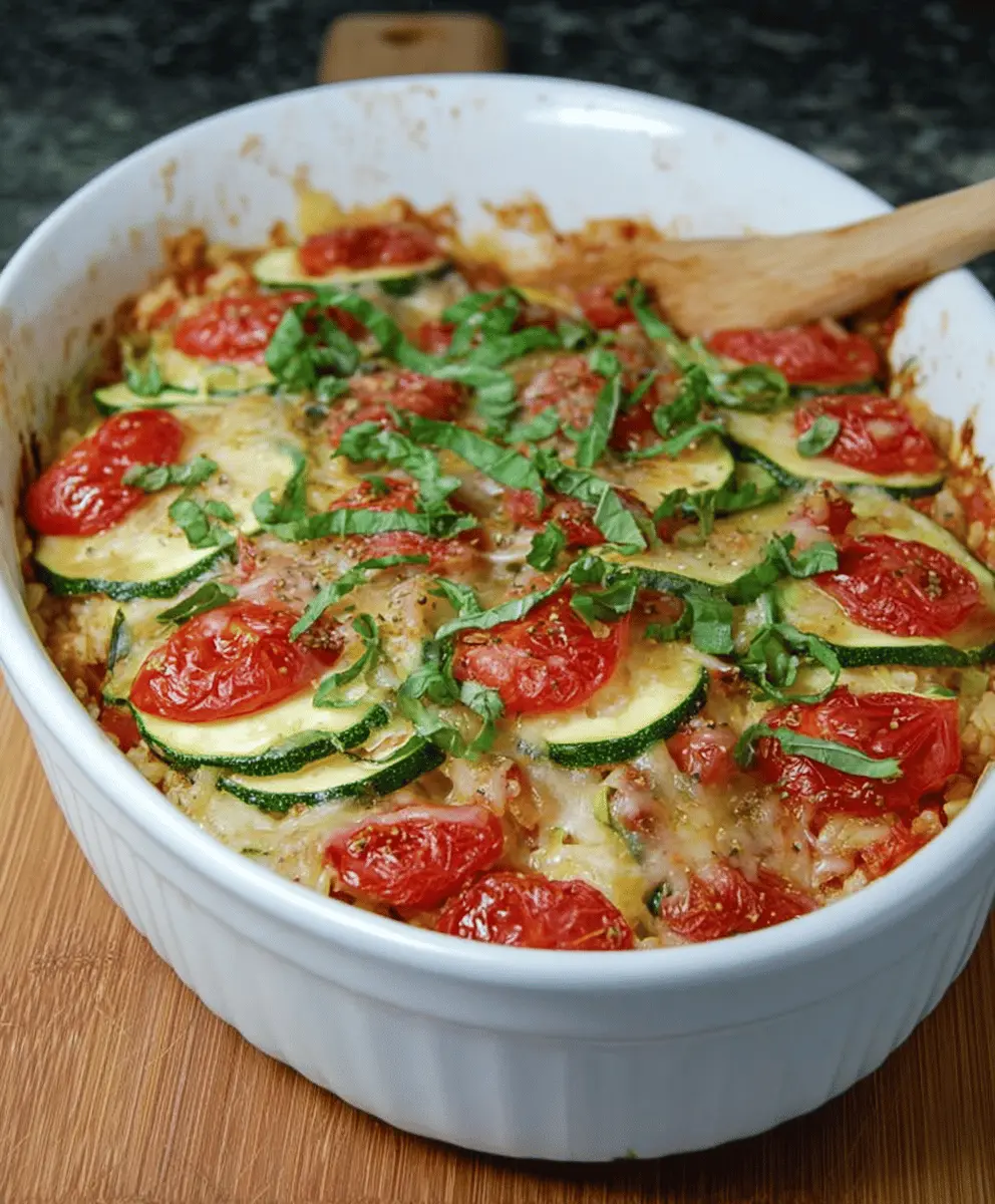 Easy Savory Tomato Zucchini Rice Casserole