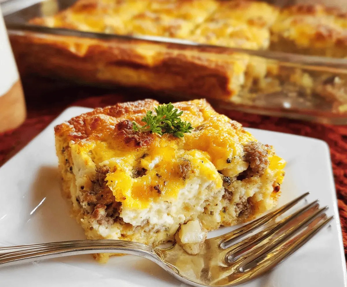 Easy Breakfast Casserole with Fluffy Biscuits