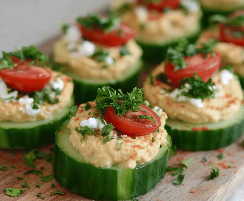 Easy Cucumber Hummus Bites Snack Recipe