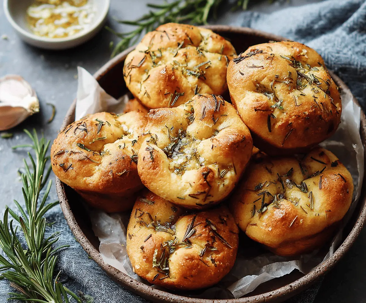 Easy Garlic Rosemary Focaccia Muffins Recipe