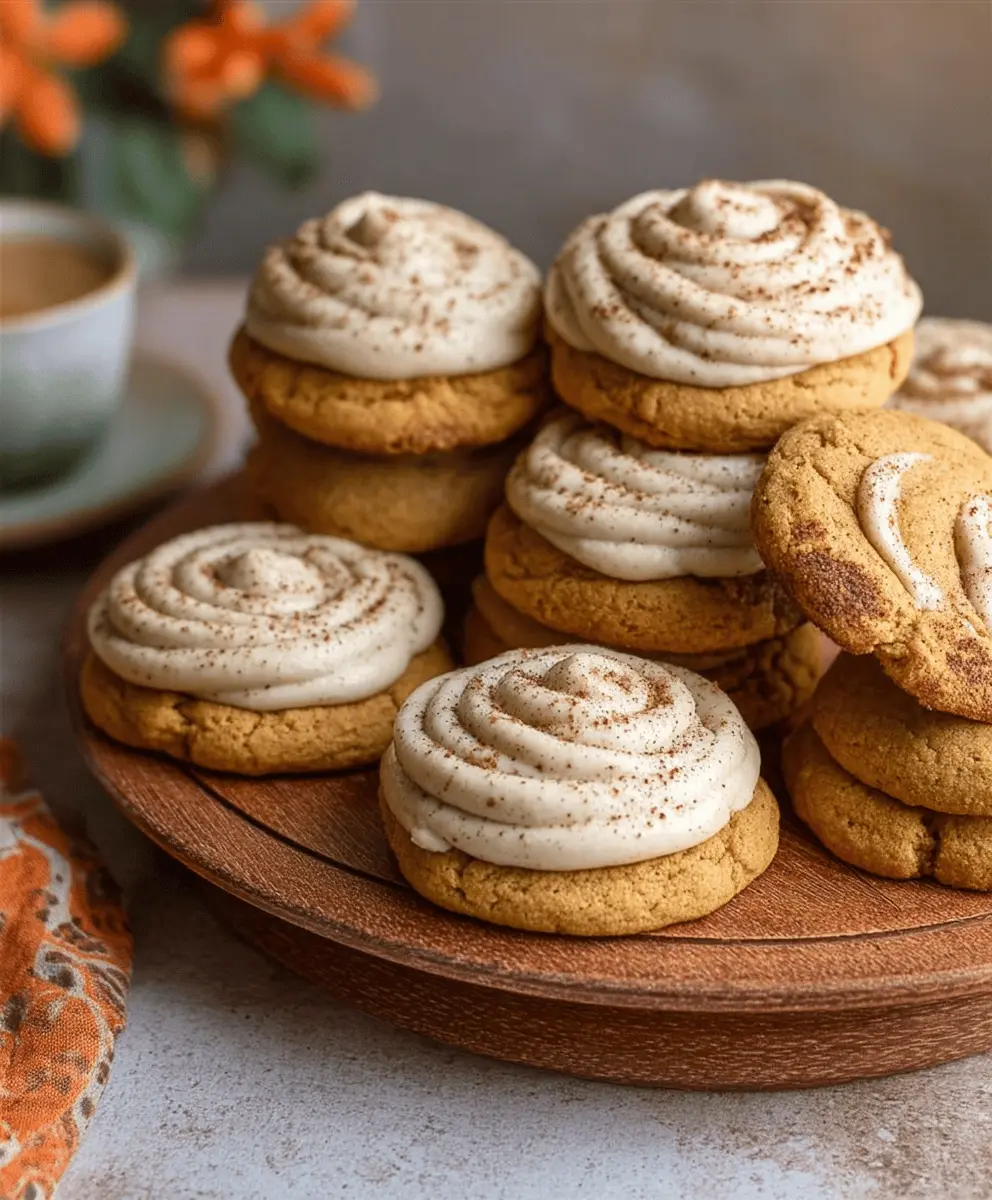 Soft Pumpkin Cookies with Creamy Cinnamon Frosting