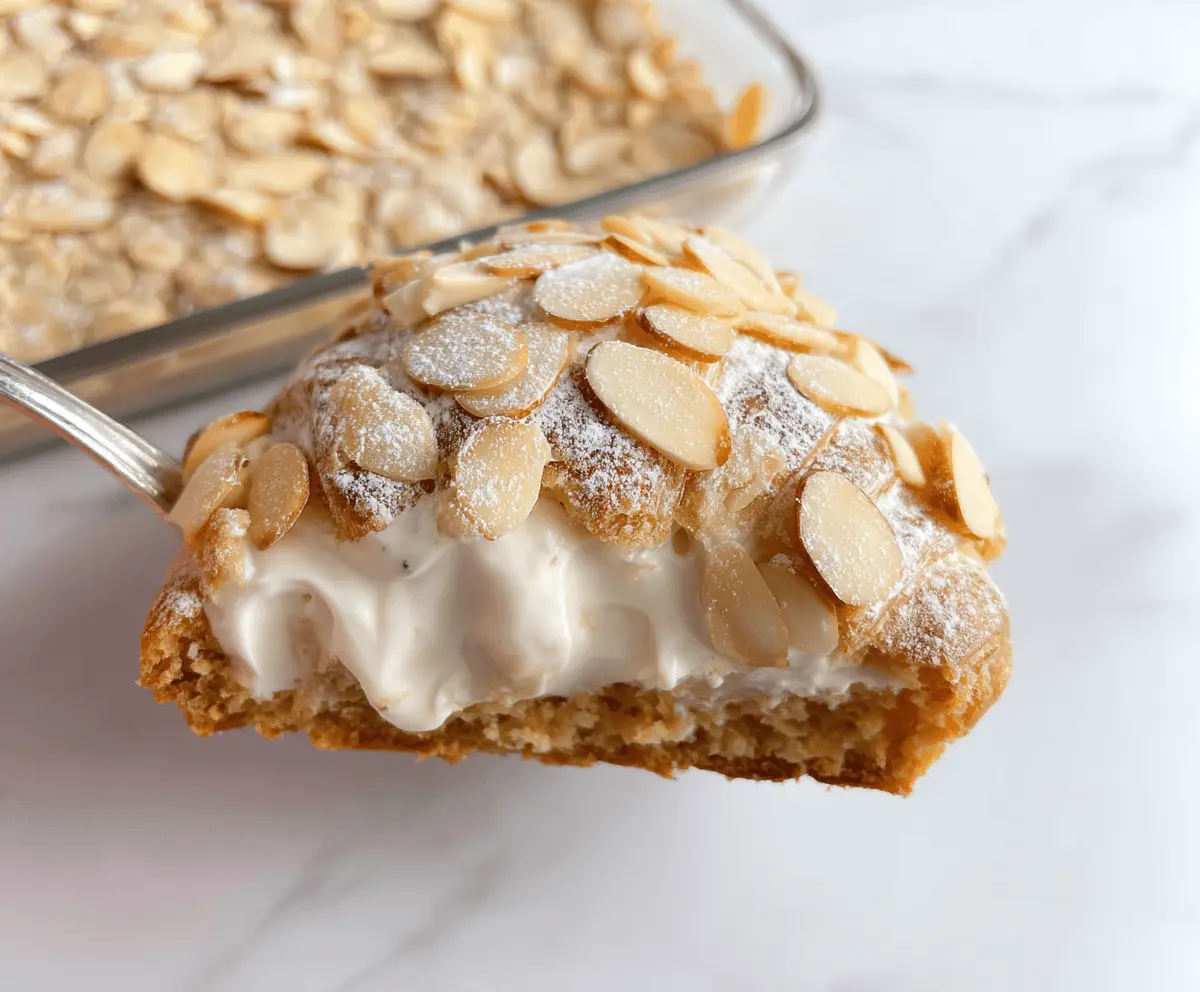 Delicious almond croissant served with Weet-Bix cereal, showcasing a flaky pastry topped with almond slices and a crispy cereal side for a tasty breakfast or snack.