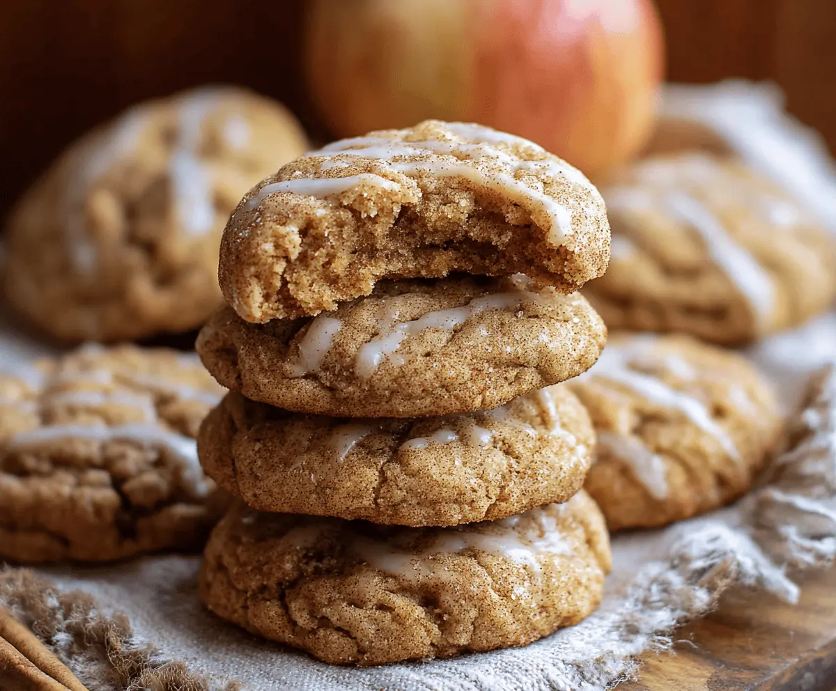 Delicious homemade apple cider cookies with a golden-brown crust and a soft, chewy interior, perfect for fall desserts.