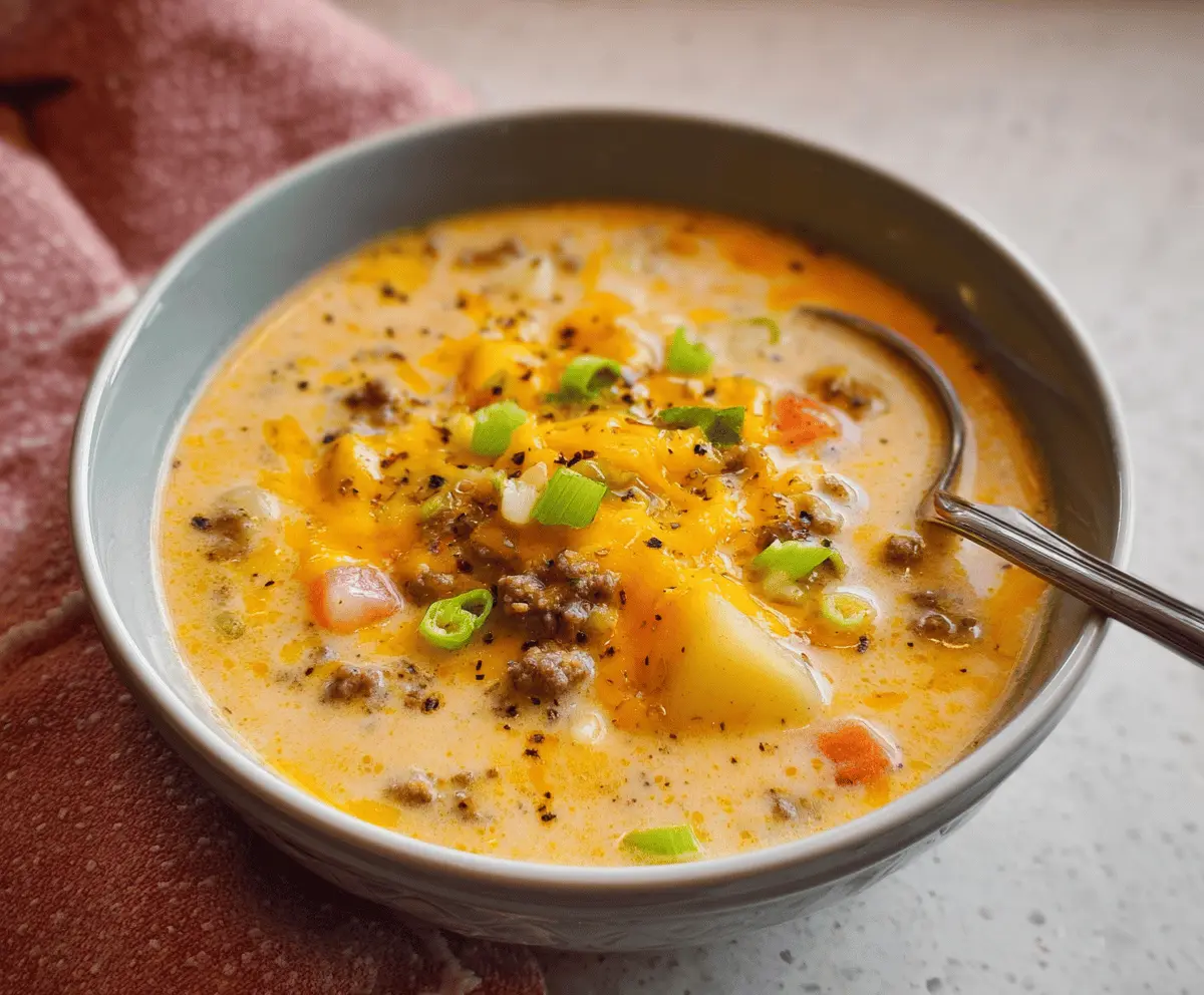 Cheesy Hamburger Potato Soup