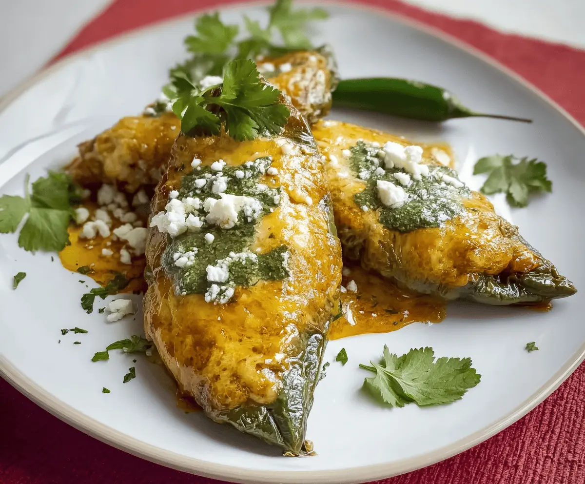 Delicious homemade Chile Relleno filled with cheese and roasted peppers, served on a plate with fresh ingredients.
