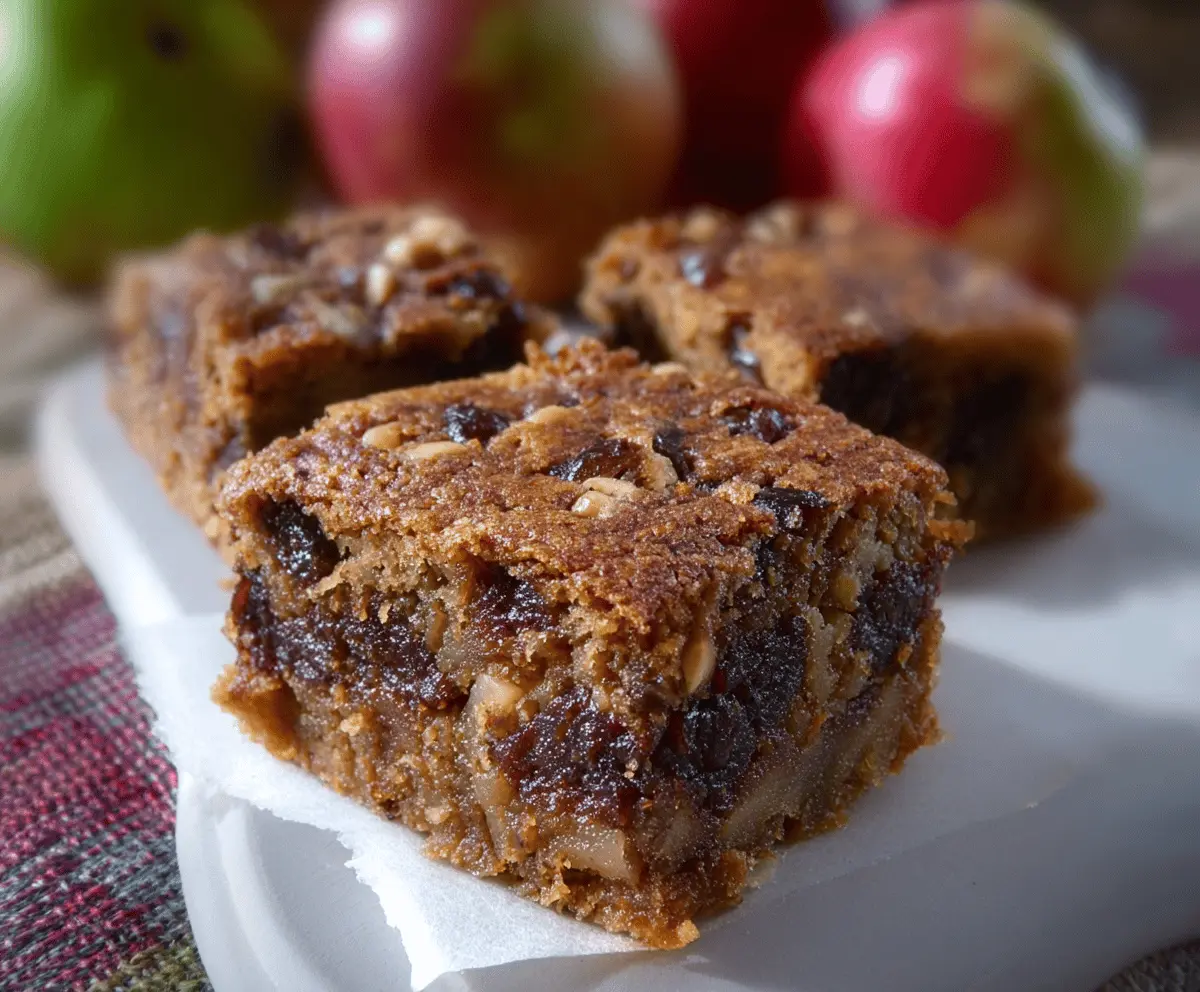 Date and Apple Squares on a tray